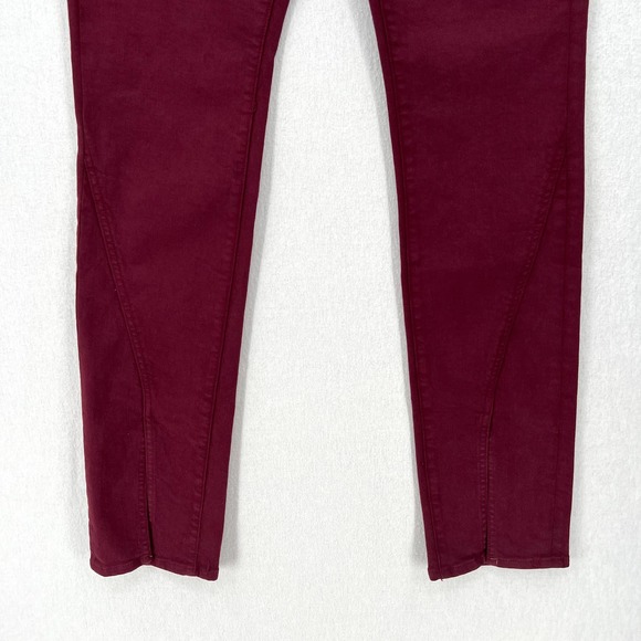 MOTHER Jeans Womens 32 Burgundy The Rascal Sliced Up Heel High Rise Slim NWOT - Picture 7 of 16